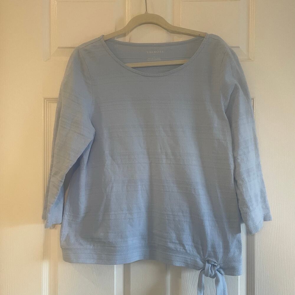 Talbots Large Blue Striped Long Sleeve Round Neck Cotton Pullover size Large